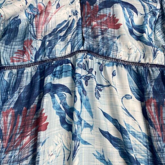 Joseph A. Women's size XL Blue Blouse Womens  Casual Floral Flutter Sleeve Boho - Picture 9 of 16